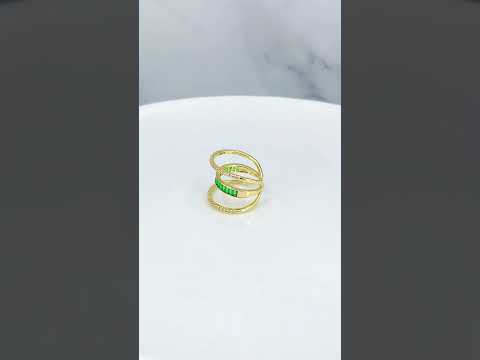 Baguette Layer Pink Gold CZ Crystal Anti Tarnish Free Size Ring Bulk