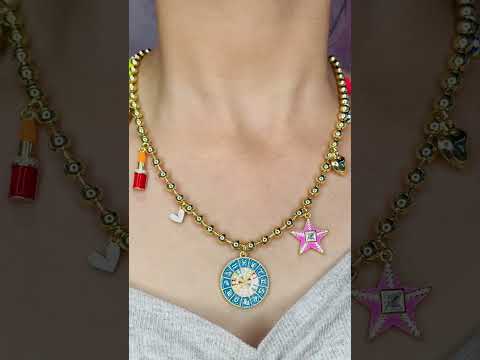 Colorful Enamel Charms 18K Gold Anti Tarnish Ball Chain Necklace Bulk