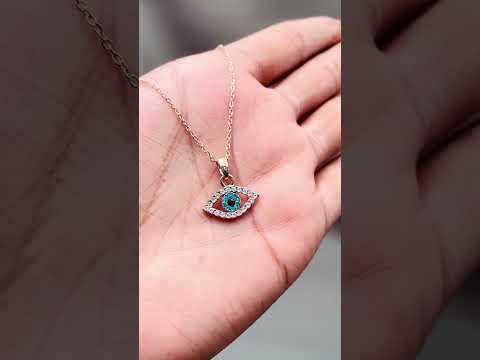 Evil Eye Rose Gold CZ Stainless Steel Anti Tarnish Pendant Chain Bulk