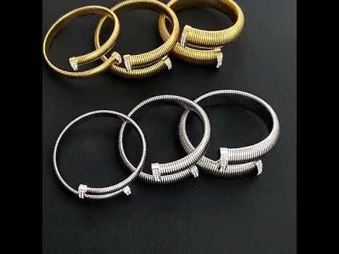 Snake CZ 18K Gold Anti Tarnish Stainless Steel Bracelet Kada Bulk
