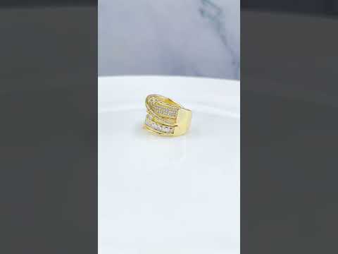 Baguette Layer CZ 18K Gold Anti Tarnish Adjustable Band Ring Bulk