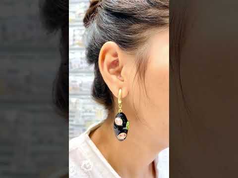 Oval Crystal Enamel White Gold Anti Tarnish Dangler Hoop Earring Bulk