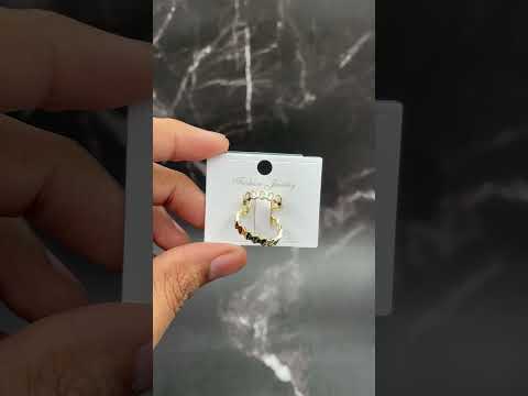 Hexagon Dual Layer CZ Gold Anti Tarnish Single Ear Cuff Earring Bulk
