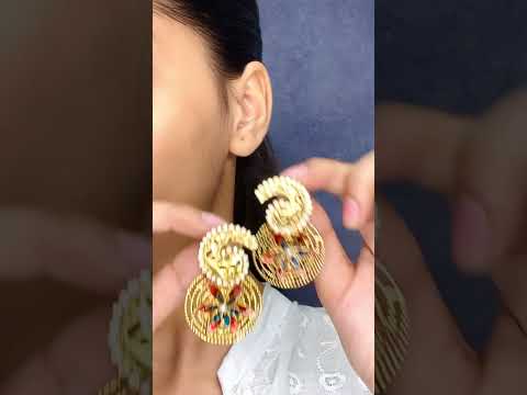 Filigree Gold Plated Meenakari American Diamond Earring For Women