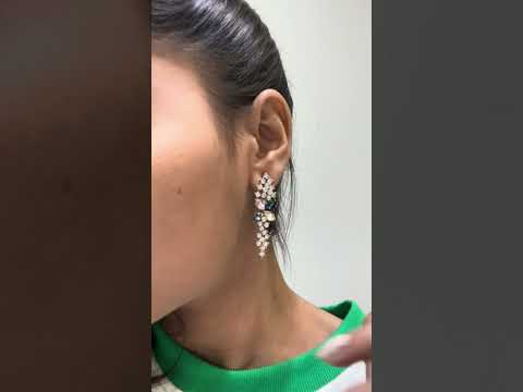 Flower Aaa Crystal CZ 18K Gold Blue Dangle Drop Earring Bulk