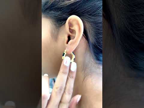 White 18K Gold Enamel Anti Tarnish Hoop Earring For Women Bulk