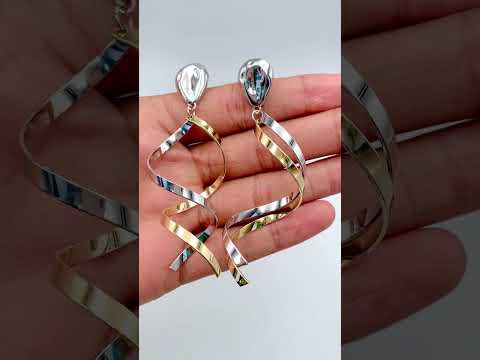 Curly Two Tone Layer 18K Gold Silver Anti Tarnish Dangler Tassel Earring For Women