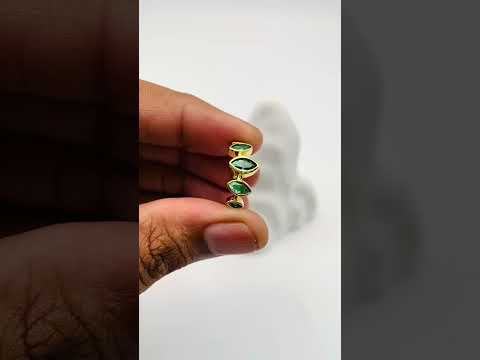 Emerald Green Oval Anti Tarnish Crystal Open Back Band Ring Women Bulk