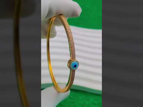 Mother Of Pearl Evil Eye CZ 18K Gold Openable Kada Bracelet Bulk