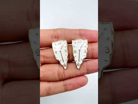 Triangle Clock White Gold Anti Tarnish Stud Dangler Earring Bulk