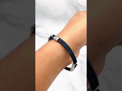 Anchor Wheels Black Silver Stainless Steel Threads Bracelet Men Bulk