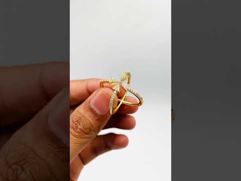 Arrow Cubic Zirconia 18K Gold Anti Tarnish Adjustable Ring Women Bulk