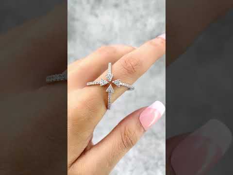 Arrow Cubic Zirconia 18K Gold Anti Tarnish Adjustable Ring Women Bulk