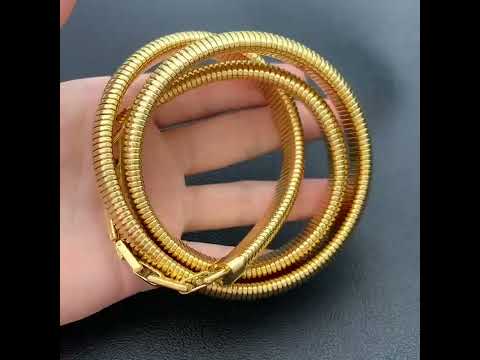 Triple Layer Chain Stretchable Snake Elastic 18K Gold Anti Tarnish Stainless Steel Bangle Bracelet for Women