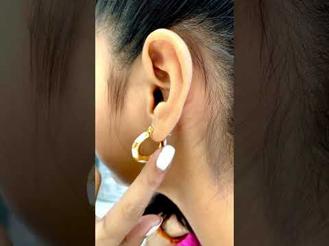 White 18K Gold Enamel Anti Tarnish Hoop Earring For Women Bulk