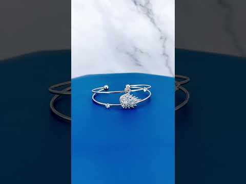 Luxury Silver Cubic Zirconia Anti Tarnish Cuff Bracelet For Women
