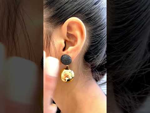 Ball Crystal Black 18K Gold Anti Tarnish Dangler Drop Earring Bulk