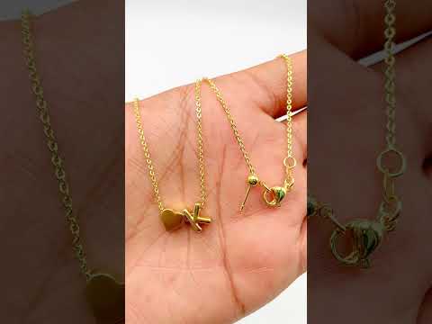 Initial Alphabet Gold Heart Letter A Necklace Pendant Chain Bulk