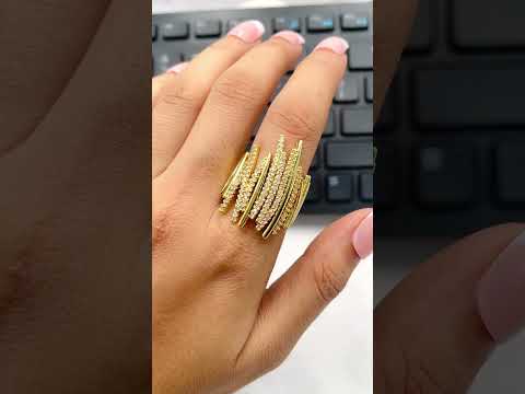 Layer Cubic Zirconia 18K Gold Anti Tarnish Ring For Women Bulk