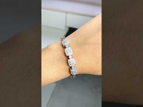 Baguette Cubic Zirconia Silver Anti Tarnish Cuff Bracelet Women Bulk
