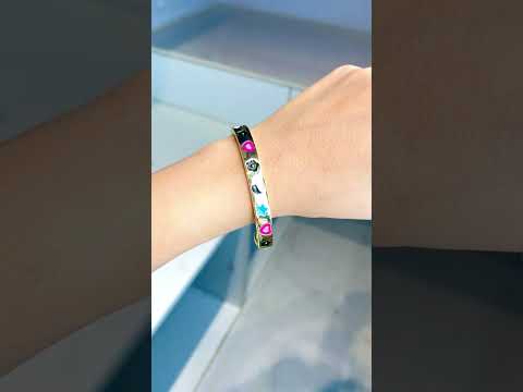 Ying Yang Love Peace Multi Color Enamel 18K Gold Cuff Kada Bangle for Women