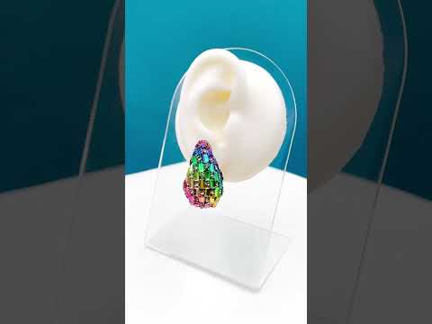 Paisley Tear Drop Rainbow Multi 18K Gold Crystal Anti Tarnish Stud Earring For Women