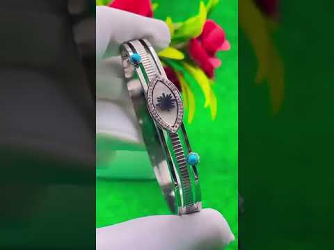 Turquoise Mother of Pearl Evil Eye Silver Stainless Steel Openable Kada Bracelet for Women
