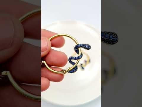 Snake 18K Gold Plated Anti Tarnish Cubic Zirconia Hoop Earring Bulk