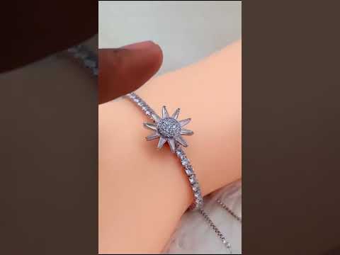 Rotating Trillion Flower Silver Adjustable Slider Bracelet Women Bulk
