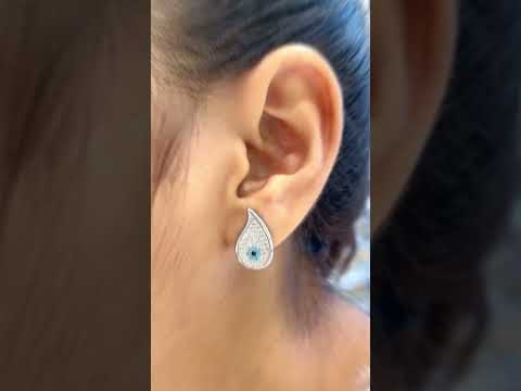 Drop Evil Eye Green 18K Gold CZ Crystal Anti Tarnish Stud Earring Bulk