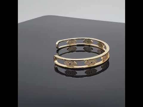 Evil Eye Copper Cubic Zirconia Gold Bangle Kada Cuff For Women Bulk
