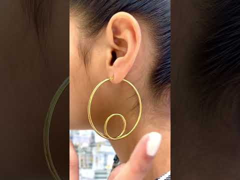 Big Dual Ring 18K Gold Anti Tarnish Hoop Earring For Women Bulk