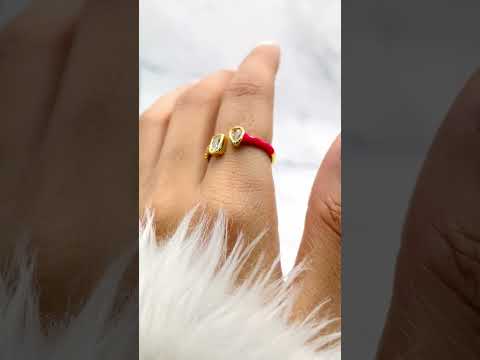 Baguette Drop Solitaire CZ Enamel Pink Gold Anti Tarnish Ring Bulk