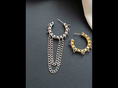Punk Style Chain Fringe Gold Silver Alloy Drop Earrings For Women Bulk