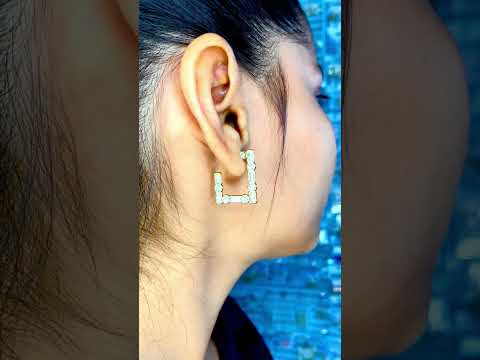 Square CZ Stainless Steel 18K Gold Anti Tarnish Hoop Earring Bulk