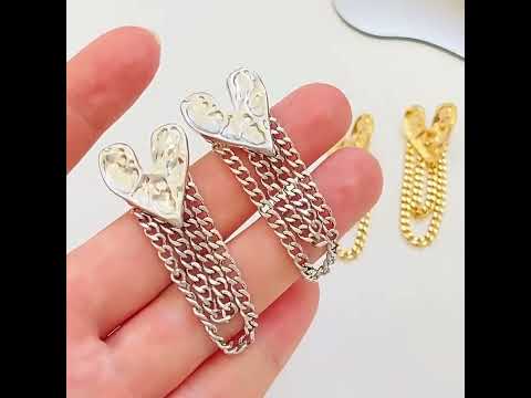 Chunky Heart Chain Gold Silver Plated Hoop Earrings For Women Wholesale