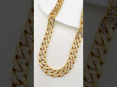 Hip Hop Iced Out Thick Heavy Punk Chunky Curb Cuban Rhinestone Gold Chain Necklace Men