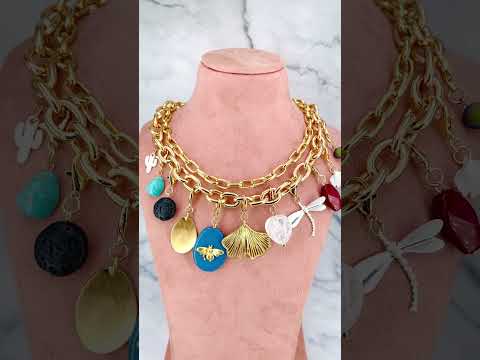 Multi 18K Gold CZ Beads Pearl Chain Layer Charm Necklace Bulk