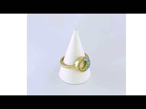 Circle Mother Of Pearl Cubic Zirconia 18K Gold Free Size Ring Bulk