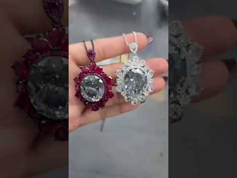 Luxury Oval Cluster Silver CZ Anti Tarnish Copper Pendant Chain Bulk
