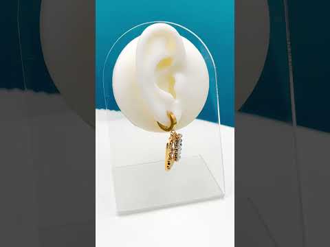 Baguette Flower Frame 18K Gold CZ Stainless Steel Dangler Earring Bulk