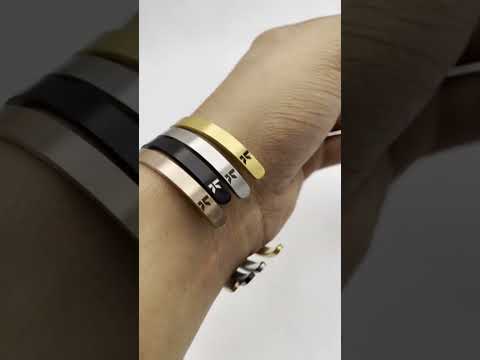 5mm Matte Finish 316 Surgical Stainless Steel Customized Personalised Laser Engraved Free Size Cuff Kada Bangle Bracelet Unisex