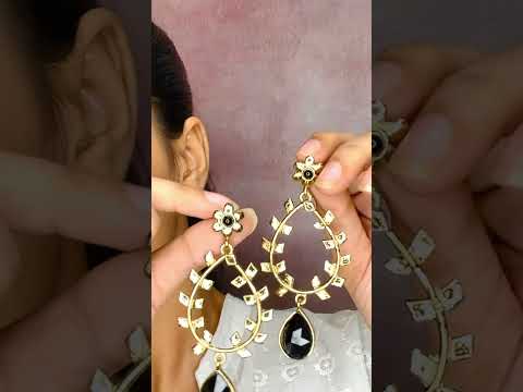 Flora Antique Gold Plated Black Drop Hanging Earring For Women Bulk