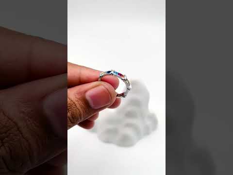 Rainbow Multi Color Silver Anti Tarnish Free Size Adjustable Ring Bulk