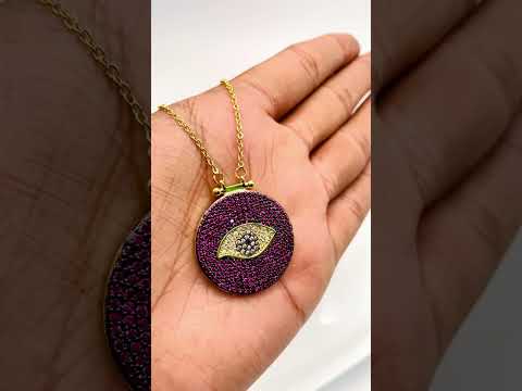 Evil Eye 18K Gold Plated CZ Pink Anti Tarnish Pendant Chain Bulk