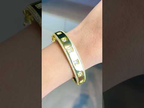Dual Layer Wave CZ 18K Gold Anti Tarnish Kada Cuff Bangle Bulk