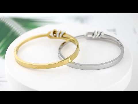 Triple Rings CZ 18K Rose Gold Stainless Steel Openable Kada Bulk