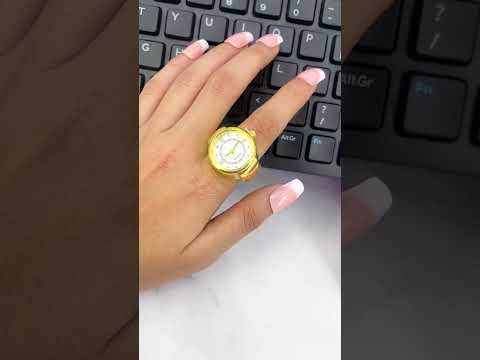 Analog Watch White Silver Anti Tarnish Adjustable Band Ring Women Bulk