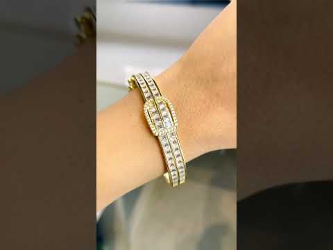 Belt Buckle Cubic Zirconia 18K Gold Copper Openable Kada Bangle Bulk