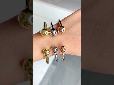 Ball Glossy 18K Gold Silver Rose Gold Anti Tarnish Cuff Bracelet Set Pack of 3 For Women